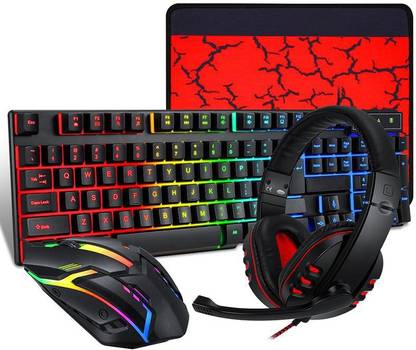 SANNO WORLD 4 in 1 combo Wired RGB gaming set new version Keyboard, Mouse, Headset, Mousepad Combo Set Designed for Gaming