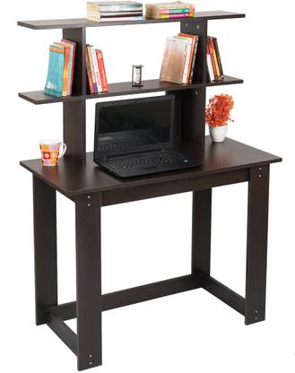 KAWACHI Wooden Laptop Study Table Computer Desk Bookshelf Files Shelves Engineered Wood Computer Desk