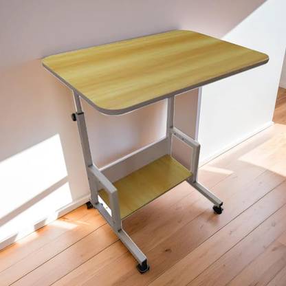 KUBER INDUSTRIES Table for Work & Study with Wheels & Storage Shelf | LF260MAP-Strokes - Beige Engineered Wood Computer Desk
