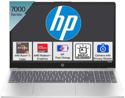 HP 15s Backlit Keyboard AMD Ryzen 3 Quad Core 7320U - (8 GB/512 GB SSD/Windows 11 Home) 15-fc0026AU Thin and Light Laptop