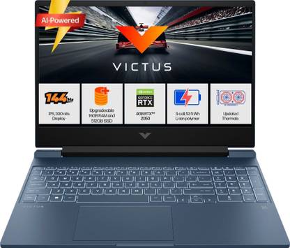 HP Victus AI 31 TOPS AMD Ryzen 5 Hexa Core 8645HS - (16 GB/512 GB SSD/Windows 11 Home/4 GB Graphics/NVIDIA GeForce RTX 2050/144 Hz) 15-fb3003AX Gaming Laptop