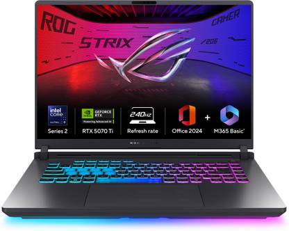 ASUS ROG Strix G16 (2025) AI PC with Office 2024 + M365 Basic* Intel Core Ultra 9 275HX - (32 GB/1 TB SSD/Windows 11 Home/12 GB Graphics/NVIDIA GeForce RTX 5070 Ti/240 Hz/140 W) G615LR-S5190WS Gaming Laptop