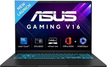 ASUS Gaming V16 (2025) with Office 2024 + M365 Basic*, AI PC Intel Core 5 210H - (16 GB/512 GB SSD/Windows 11 Home/6 GB Graphics/NVIDIA GeForce RTX 4050/144 Hz) V3607VU-RP550WS Gaming Laptop