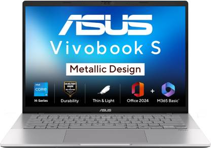 ASUS Vivobook S14 (2025) with Office 2024 + M365 Basic*, Metallic Design, H-Series Intel Core i7 13th Gen 13620H - (16 GB/512 GB SSD/Windows 11 Home) S3407VA-LY039WS Thin and Light Laptop