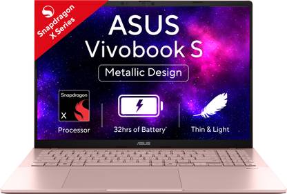 ASUS Vivobook S16 OLED (2025) with Backlit Keyboard, Metal Body*, Qualcomm Snapdragon X - (16 GB/512 GB SSD/Windows 11 Home) S3607QA-SH078WS Thin and Light Laptop