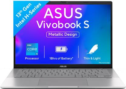 ASUS Vivobook S14 (2025) with Office 2024 + M365 Basic*, Metallic Design, H-Series Intel Core i5 13th Gen 13420H - (16 GB/512 GB SSD/Windows 11 Home) S3407VA-LY033WS Thin and Light Laptop