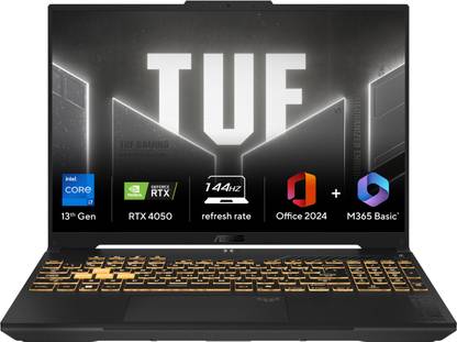 ASUS TUF Gaming F16 (2025) with Office 2024 + M365 Basic*, Intel Core i7 13th Gen 13620H - (16 GB/512 GB SSD/Windows 11 Home/6 GB Graphics/NVIDIA GeForce RTX 4050/144 Hz) FX677VU-RL155WS Gaming Laptop