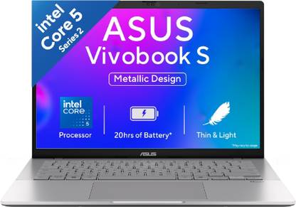 ASUS Vivobook S14 (2025)(i5 14th Gen) with Office 2024 + M365 Basic* Backlit Keyboard Intel Core 5 210H - (16 GB/512 GB SSD/Windows 11 Home) S3407VA-LY075WS Thin and Light Laptop