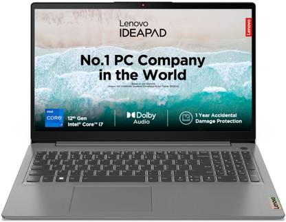 Lenovo IdeaPad 3 Intel Core i7 12th Gen 1255U - (16 GB/512 GB SSD/Windows 11 Home) 15IAU7 Thin and Light Laptop