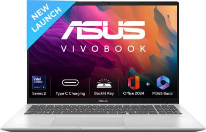 ASUS Vivobook 16 (2025) with Office 2024 + M365 Basic, AI PC Intel Core Ultra 5 - (16 GB/512 GB SSD/Windows 11 Home) X1607CA-MB142WS Laptop