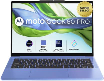 MOTOROLA Motobook 60 Pro Full Metal OLED AI PC Intel Core Ultra 5 225H - (16 GB/1 TB SSD/Windows 11 Home) Motobook 60 14IAH101 Thin and Light Laptop  (14 inch, PANTONE Wedgewood, 1.39 Kg, With MS Office)