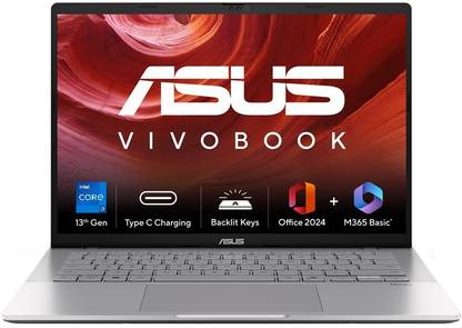 ASUS Vivobook S14 (2025) with Office 2024 + M365 Basic* Intel Core i7 13th Gen 13620H - (16 GB/512 GB SSD/Windows 11 Home) S3407VA-LY039WS Thin and Light Laptop