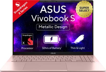 ASUS ASUS Vivobook S16 (2025) with Office 2024 + M365 Basic*, Metal Body*, Qualcomm Snapdragon X - (16 GB/512 GB SSD/Windows 11 Home) S3607QA-SH078WS Thin and Light Laptop  (16 inch, Rose Gold, 1.74 Kg, With MS Office)
