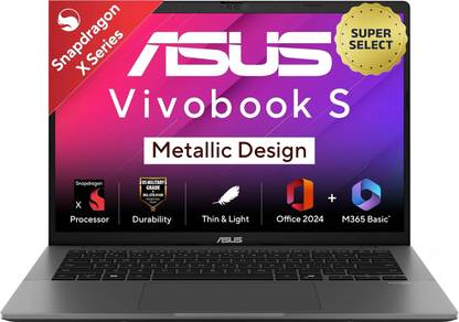 ASUS Vivobook S14 (2025) with Office 2024 + M365 Basic*, AI PC, Backlit Keyboard, Qualcomm Snapdragon X - (16 GB/512 GB SSD/Windows 11 Home) S3407QA-KP027WS Thin and Light Laptop