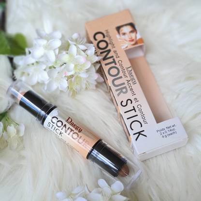 Daegu Creamy Highlighter & ContourStick- Two Way Rotating Stick - Face Makeup & 1Puff Concealer