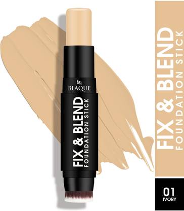 bq BLAQUE Fix & Blend Foundation Concealer Stick, In-Built Brush, 01 Ivory Concealer