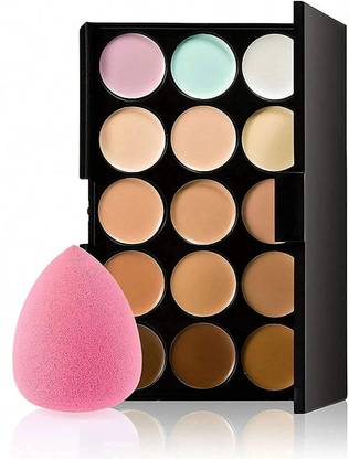 HUDA QUEEN 15 Colurs Face Concealer Makeup Palette Sponge Puff 1 Pcs Concealer