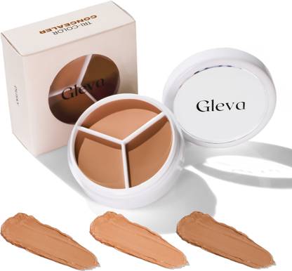 Gleva Tri Color Concealer, Waterproof, Lightweight & Long-Lasting, Covers Dark Circles Concealer