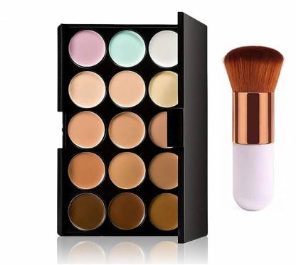 HUDA QUEEN 15 Color Concealer & Corrector Palette with Round Buffing Brush Concealer