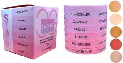 Crazy girl HD 5 in 1 Makeup Stack Concealer Blusher Highlighter Compact Bronzer Kit Palette Concealer
