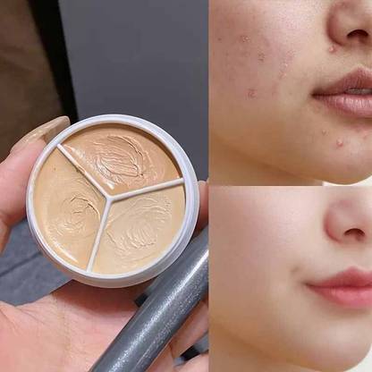 GULGLOW99 Korean Waterproof, Long-Lasting 3-Color Cream Concealer Palette Foundation