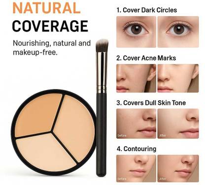 NIGRIFIX Concealer Contour Palette Brush,3 In 1 Color Correcting Highlight ConcealerC15 Concealer
