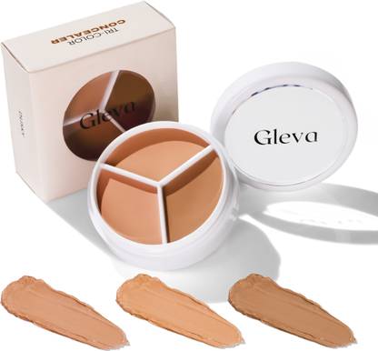 Gleva Tri Color Concealer, Waterproof, Lightweight & Long-Lasting, Covers Dark Circles Concealer