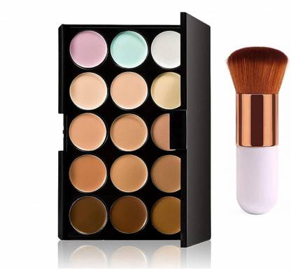 HUDA QUEEN 15 Color Concealer & Contour Palette for Face Sculpting + Brush Concealer