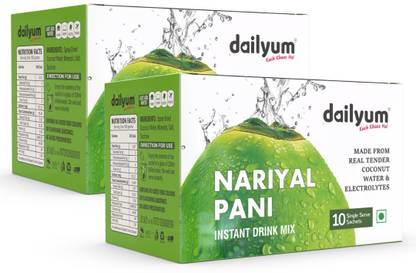 dailyum Instant Nariyal Pani Drink Mix|Tender Coconut Water with Electrolyte |20 Sachets