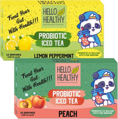 Hello Healthy Instant Iced Tea Peach and Lemon Flavor Refreshing Ready To Drink