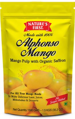 NATURE'S FIRST Alphonso Mango Pulp 1.5 kgs Pouch- With No Added Sugar No Preservatives
