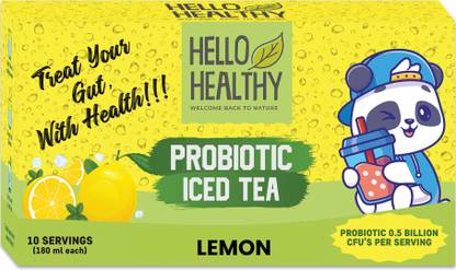 Hello Healthy Instant Lemon Iced Tea Powder Iced Tea Pack of 10 Sachet Summer Refreshing Drink