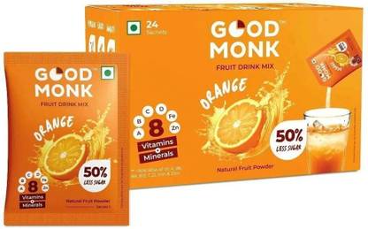 Good Monk Instant Natural Fruit Drink Mix, 50% Less Sugar, With 8 Vitamins & Minerals
