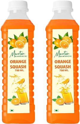 Mountain Bawarchi Pulpy Orange Squash Fruit Drink | Refreshing Orange Juice (Pack of 2)