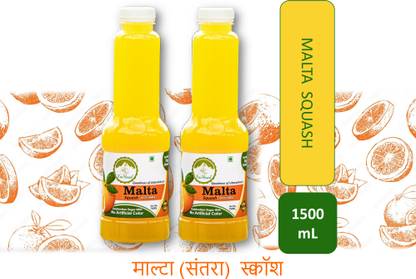 EraMount Malta-Orange Squash 750 + 750 mL (with fruit pulp & sulphurless Sugar)| Immunity Booster | No Added Colour | Rich source of Vitamins | Real Fruit Juice