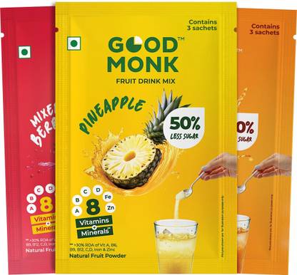 Good Monk Instant Fruit Drink Mix, 50% Less Sugar