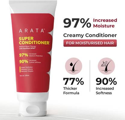 ARATA Moisturizing Super Conditioner for Dry & Frizzy Hair with Keratin & Rice Water