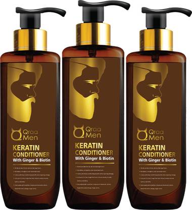 Qraa Men Keratin Conditioner With Ginger & Biotin for Dry and Damaged Hairs Pack of 3