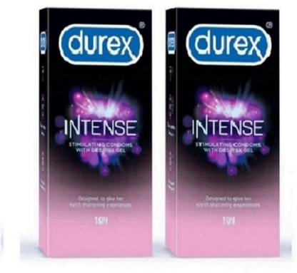 DUREX Intense Stimulating Condoms with Desirex Gel, 20 Sheets (Pack of 2) IN26 Condom