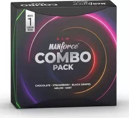 MANFORCE Combo Pack Black Grapes, Melon, Chocolate, Mint, Strawberry, Lubricated Dotted Condom