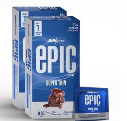 MANFORCE EPIC CONDOM, SUPER THIN CONDOM, SILK CHOCOLATE FLAVOURED CONDOM, PACK OF 2 Condom