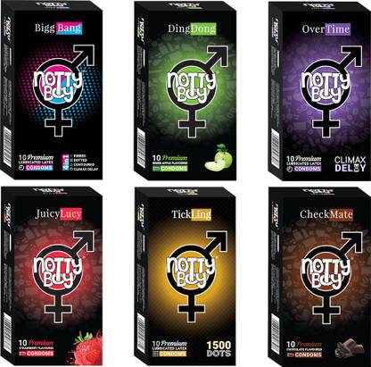 NottyBoy Multi Flavoured Condoms, Dotted and Ribbed Climax Delay Condom