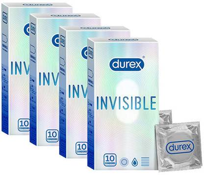 DUREX Invisible Super Ultra Thin Condoms for Men - 10 Count Pack Of 4 Condom