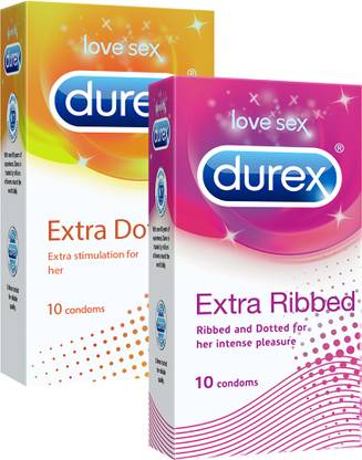 DUREX Pleasure Packs (Extra Dots 10s, Extra Ribbed 10s) Condom