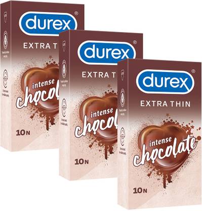 DUREX Extra Thin Intense Chocolate Flavoured Condoms For Men -10s (Pack of 3) Condom