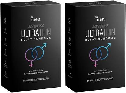 Formen Joymax Ultra Thin Condoms For Men|10-Count With Disposable Pouches|Natural Latex Condom