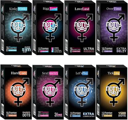 NottyBoy Exciting Combo NON-FLAVOURED (8 variety) HONEYMOON PACK Condom