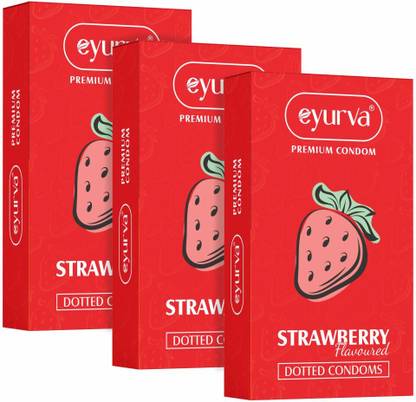 eyurva strawberry flavoured dotted condoms Condom