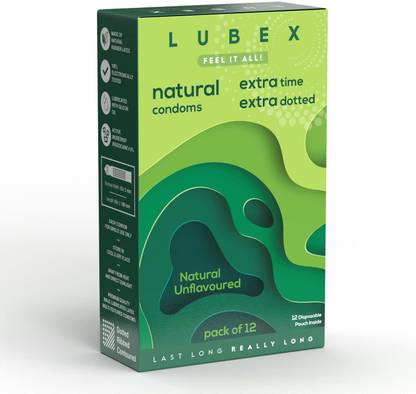 Lubex 6 in 1 Long Lasting Condoms with Disposable Bags - Ultra Thin & Extra Dotted Condom