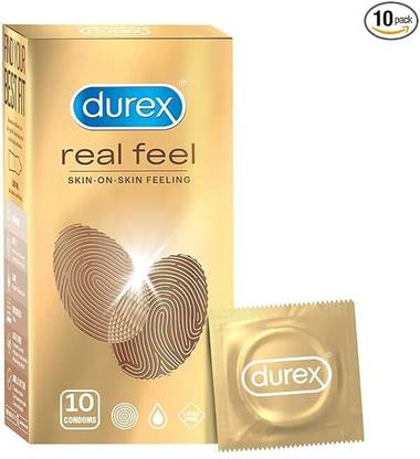 DUREX Real Feel Condoms for Men - 10 Count| For Real Skin on Skin Feeling Condom